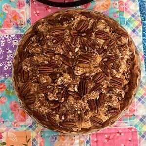 FAUX Pecan Pie 10 inch in vintage pie pan